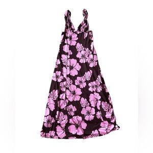 Hansen and Gretel Campari Dress Pink Hibiscus Size S Pink and Brown Maxi Dress